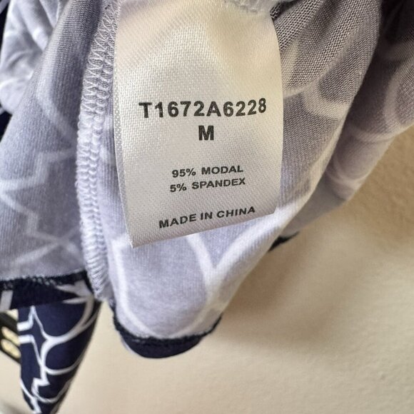 Tart Dress Navy Geometric Print Belted Cap Sleeve Feminine Wrap Dress - Picture 6 of 7